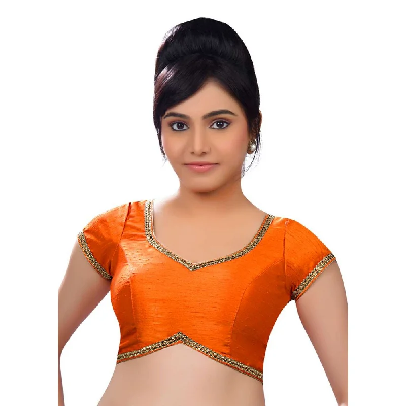 Designer Indian Traditional Orange Sweetheart-Neck Saree Blouse Choli (CO-203-Orange) Designer Indian Traditional Orange Sweetheart-Neck Saree Blouse Choli (CO-203-Orange)