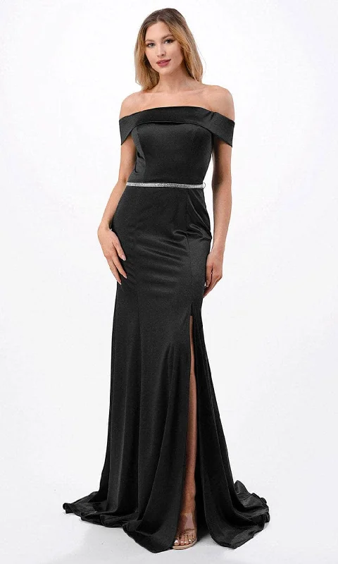 Trevi Collection D548 - Straight Off Shoulder Evening Gown