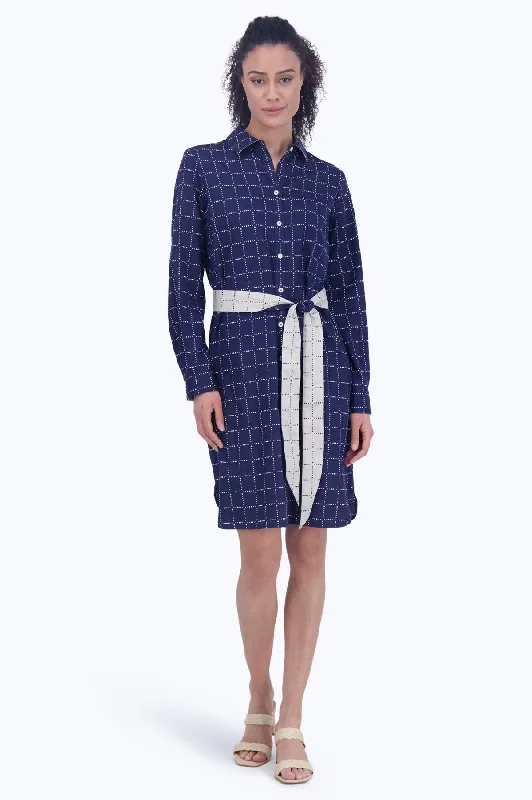 Rocca Dotted Plaid Long Sleeve Dress