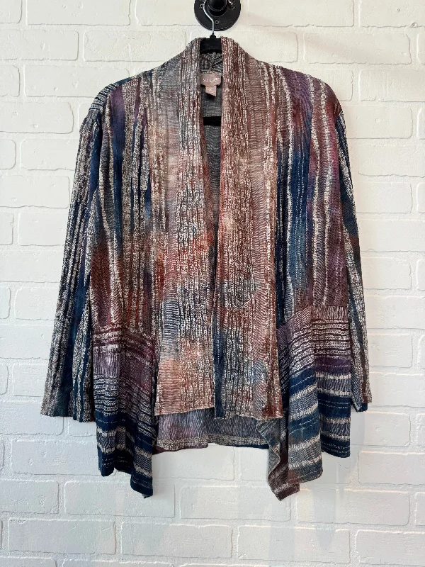 Cardigan By Chicos In Blue & Cream, Size: L